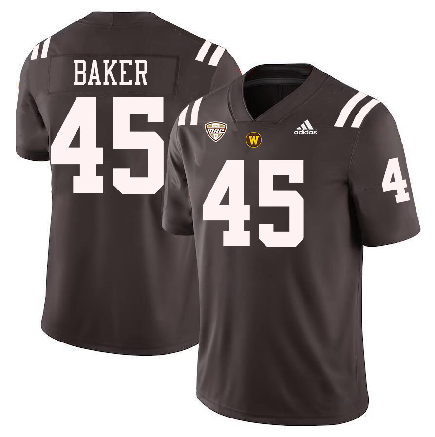 #45 Andrew Baker Western Michigan Broncos College Football Jerseys Stitched-Brown